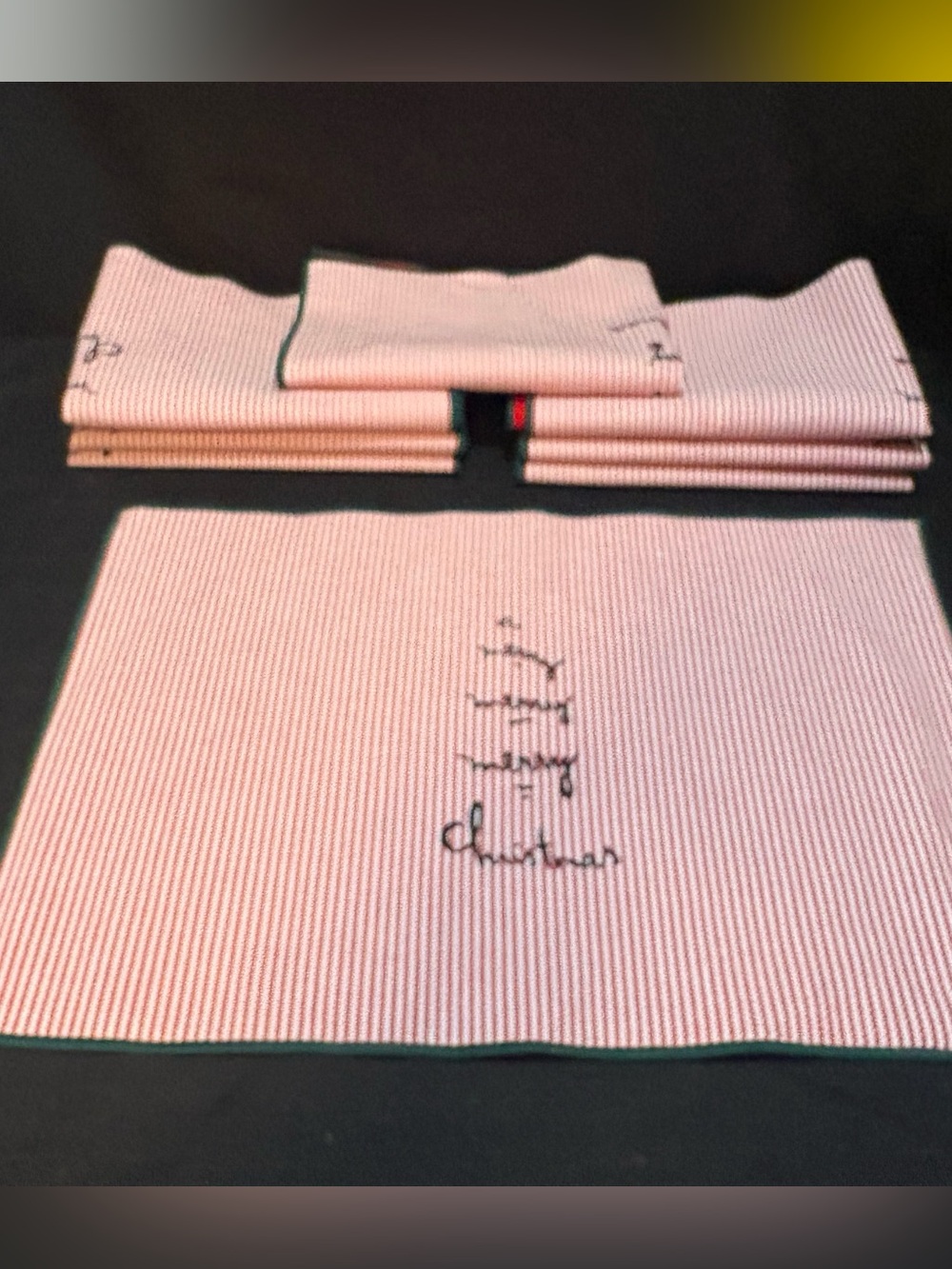 8 red/white candy cane striped holiday placemats (merry merry merry Christmas)